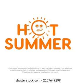 Hot Summer Vector Logo design template. High-temperature vector logo. Angry sun vector logo. Extreme hot weather logo  design.  