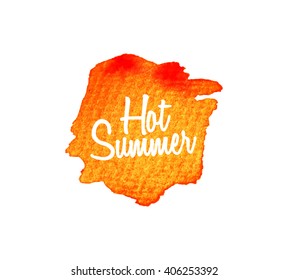 Hot Summer. Watercolor splatters. Vector