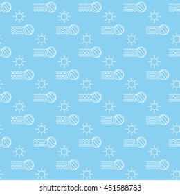 Hot sun with ball beach icon pattern background. vector illustration