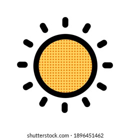 Hot sun icon. Summer symbol. Vector isolated illustration on white background.