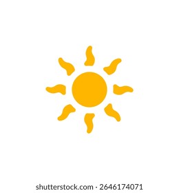Hot Sun Logo With Wavy Rays like Scandinavian Marine Symbol. Perfect For Scorching Summer Days, July Heatwave, Holiday Logos, Beach Weather, And Seasonal Brand Identity. Vector Illustration.