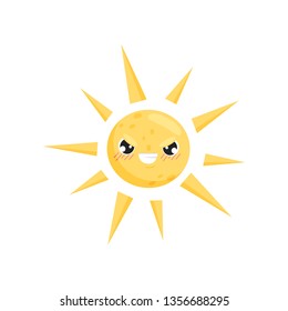 Hot sun on white background. Summer concept.