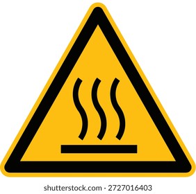 Ícone de placa de aviso de perigo de superfície quente, perigo de superfície quente. Cuidado e área perigosa. Sinal amarelo de segurança, choque de perigo. Manter fora aviso de cuidado e zona de risco. Ilustração de ícone de vetor.