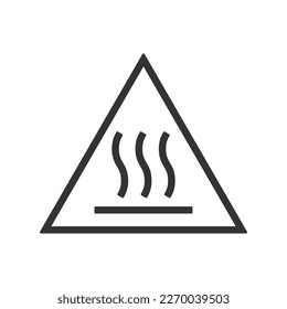 Hot surface icon on light background. Warning symbol. Caution, do not touch hot surface, keep away. Outline, flat and colored style. Flat design. 