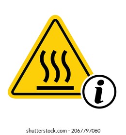 Icono de superficie caliente, símbolo de información gráfica de seguridad, marca de atención de aviso de riesgo, diseño de vector de cautela.
