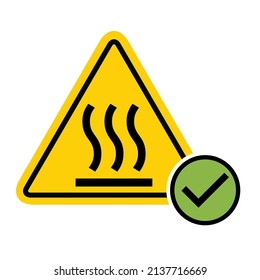 Hot surface icon, safety graphic information symbol, risk notice attention mark, caution vector design .