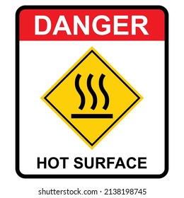 Icono de superficie caliente, símbolo de información gráfica de seguridad, marca de atención de aviso de riesgo, diseño de vector de cautela.