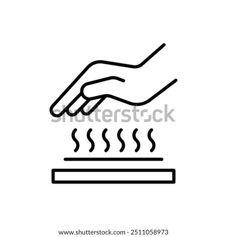 Hot surface icon. Simple outline style. Warning sign, burn, heat surface, hazard, caution hand do not touch, security concept. Thin line symbol. Vector illustration isolated.
