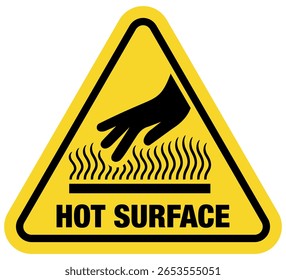 Señal de superficie caliente Ilustración vectorial Amarillo y Negro