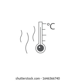 superficie caliente, Termómetro de temperatura con icono de escala celsius. Ilustración vectorial de material aislada en fondo blanco.