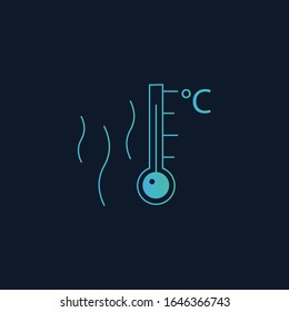 hot surface, Temperature thermometr with celsius scale icon. Stock Vector illustration isolated on blue background.