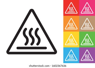 Hot Surface Warning. Line Icon With Different Color Background.