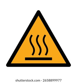 Ícone de símbolo de aviso de Superfície Quente. Sinal de aviso de superfície quente ISO 7010 W017. Símbolo internacional de perigo de superfície quente. Aviso sobre contato com superfície quente pode causar queimaduras.