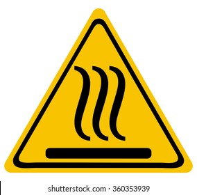 Hot Surface Warning Triangle Yellow Sticker, Vector Illustration. 