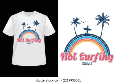 Hot surfing summer - Vintage surfing t-shirt design template
