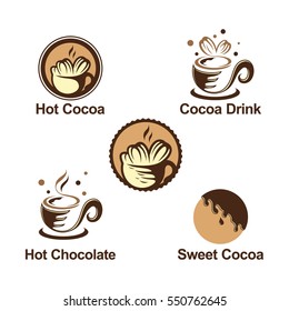 Hot Sweet Cocoa Chocolate Logo Symbol Set