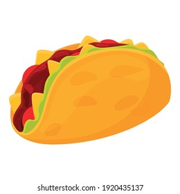 Hot taco icon. Cartoon of hot taco vector icon for web design isolated on white background