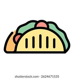 Hot taco icon. Outline hot taco vector icon color flat isolated