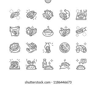 Hot tacos Well-crafted Pixel Perfect Vector Thin Line Icons 30 2x Grid for Web Graphics and Apps. Simple Minimal Pictogram