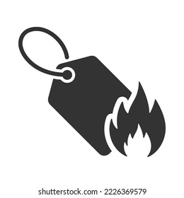 Icono de etiqueta caliente, gráficos vectoriales
