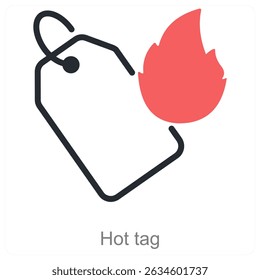 Diseño de concepto de icono de Vector de etiqueta caliente
