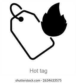 design de conceito de ícone de vetor de tag quente
