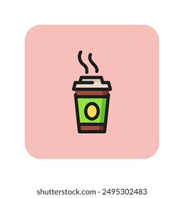 Hot takeaway coffee line icon. Coffee shop, tea, coffee break. Takeaway food concept. Vector illustration can be used for topics like drink, cafe, leisure