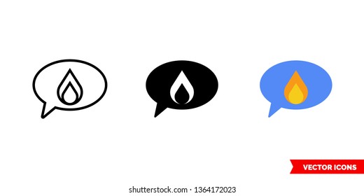 Hot talk icon of 3 types: color, black and white, outline. Isolated vector sign symbol.