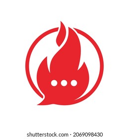 Hot talk vector logo design. Fire chat icon logo design concept.	