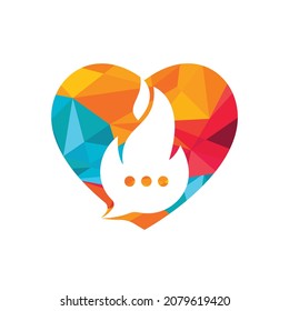 Diseño de logotipo vectorial de charla caliente. Concepto de diseño del logotipo del icono de chat de fuego.	
