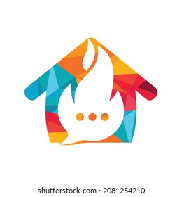 Hot talk vector logo design. Fire chat icon logo design concept.	