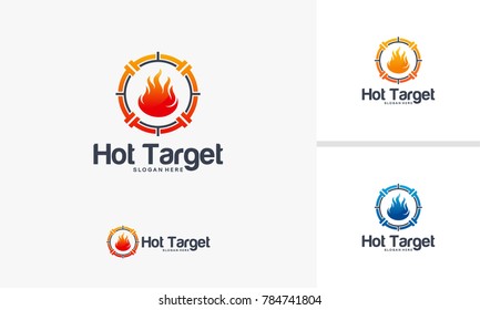 Hot Target logo designs concept, Fire Target logo template, target logo designs symbol