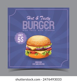 Folleto de hamburguesa caliente y sabrosa para fines de marketing, folleto de restaurante, cartel de restaurante, Anuncio de restaurante, Anuncio de comida, folleto de comida, cartel de comida, cartel de publicidad, Anuncio de publicidad