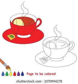 Hot Tea to be colored, the coloring book for preschool kids with easy educational gaming level.