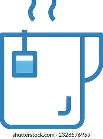 Hot Tea Blue Icon - Single Icon, Vector 