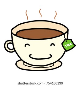 hot tea cartoon / vector and illustration, hand drawn style, isolated on white background.