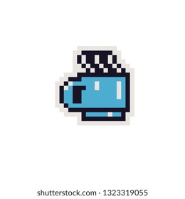 Сup of hot tea or coffee pixel art icon. Design for stickers, logo, web, mobile app, badges and patches. Isolated on white background vector illustration. Game assets 8-bit sprite.