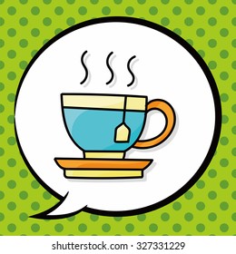 hot tea color doodle, speech bubble