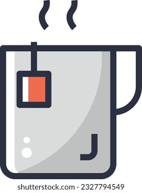 Hot Tea Color Line Icon - Single Icon, Vector