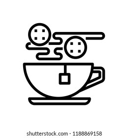hot tea and cookie icon, drink and beverage 