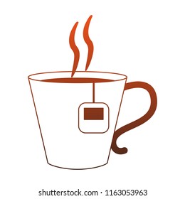 Hot tea cup with bag red lines