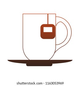 Hot tea cup with bag red lines