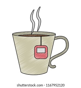 Hot tea cup with bag scribble