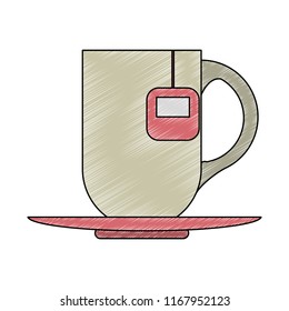 Hot tea cup with bag scribble