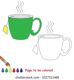 Hot Tea Cup to be colored, the coloring book for preschool kids with easy educational gaming level.