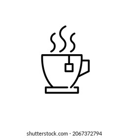 Icono de bebida de taza de té caliente. Trazo de píxeles perfecto, editable