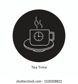 Hot tea cup chalk icon. Mug with warm delicious beverage isolated vector chalkboard illustration. Teatime break, breakfast symbol. Traditional british drink, national english refreshment