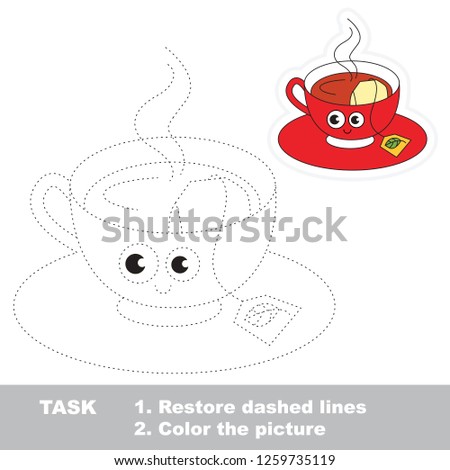 Hot Tea Cup. Dot to dot educational game for kids.