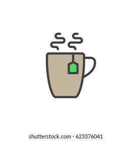 Hot tea cup filled outline icon, line vector sign, linear colorful pictogram isolated on white. Symbol, logo illustration. Editable stroke. Pixel perfect