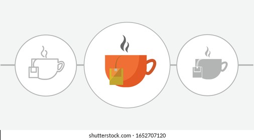 hot tea cup flat icon. solid and line icons